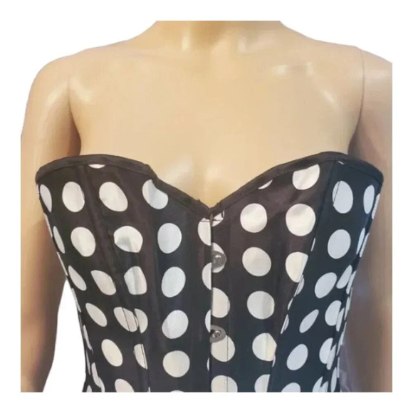 Black with White Polka Dot Corset - Picture 4 of 8